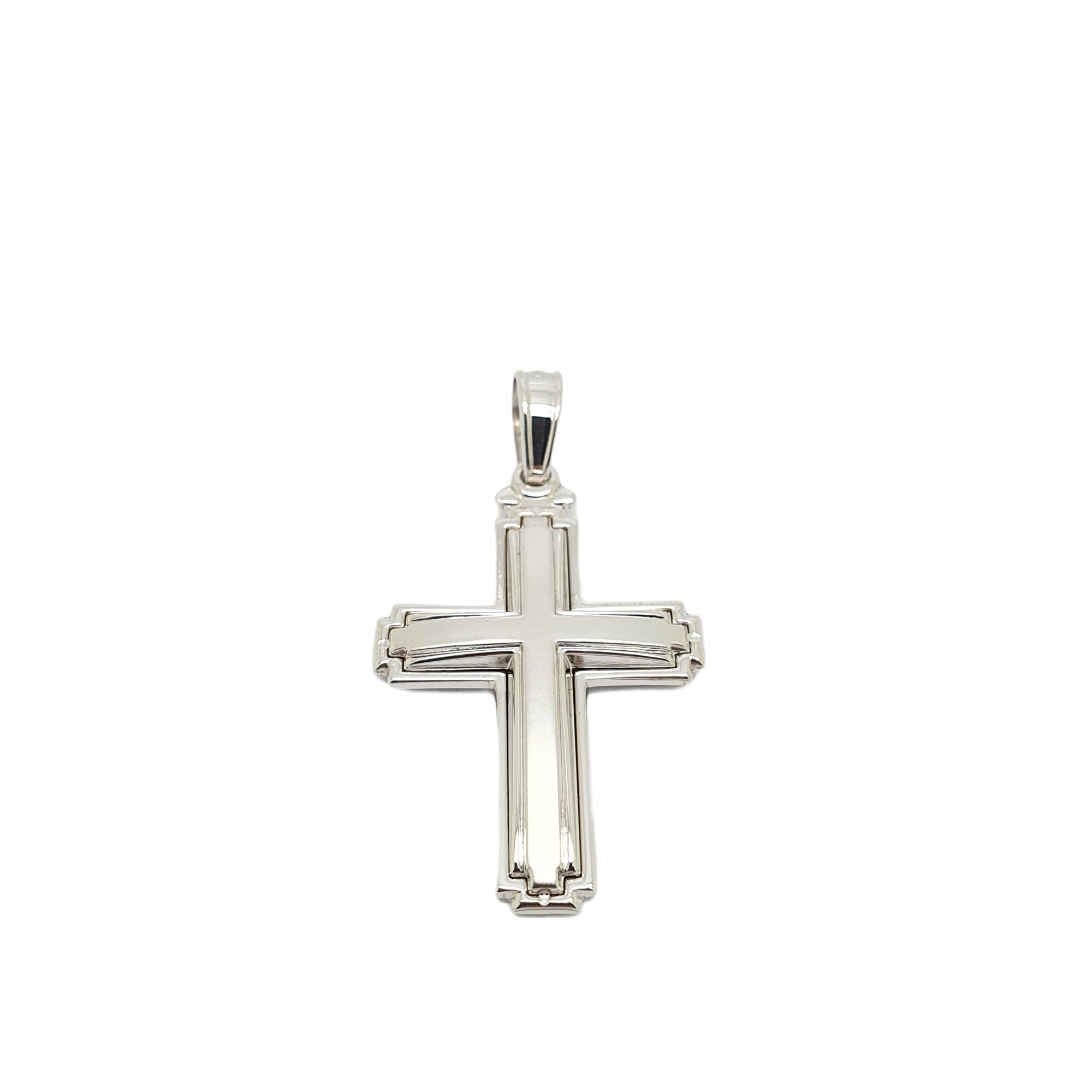 Σταυρός απο λευκόχρυσο κ14 με εσωματομένο λευκόχρυσο σταυρό κ14 (code H1822)
